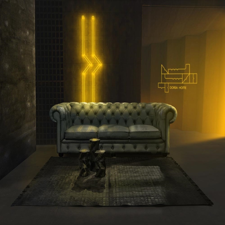 مبل چسترفیلد سه نفره لمسه مربع