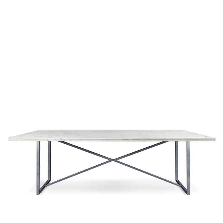 میز ناهار خوری پایه فلزی با صفحه سنگ دال هشت نفره