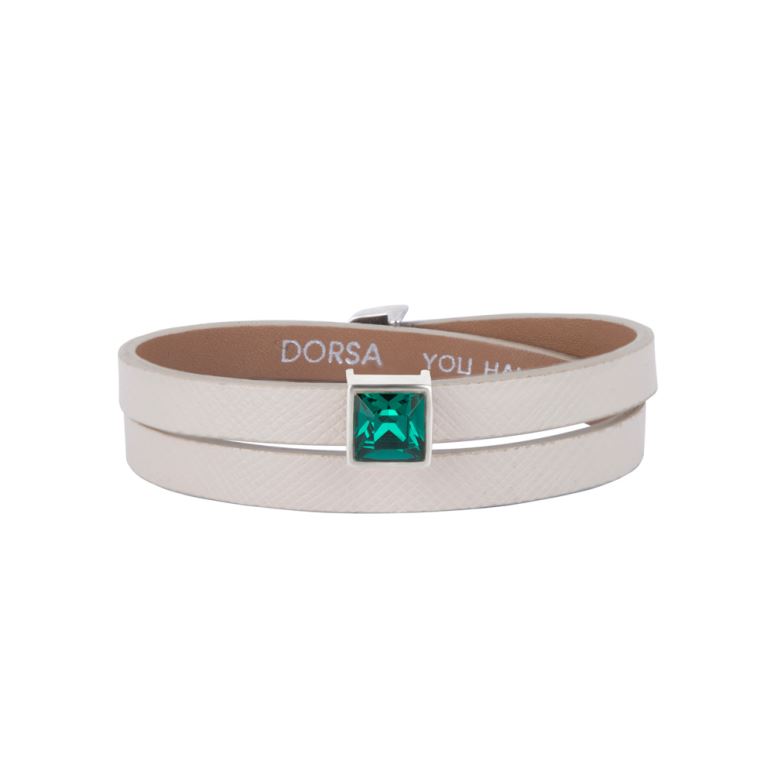 دستبند کشویی کات پرنس نقره با کریستال سبز